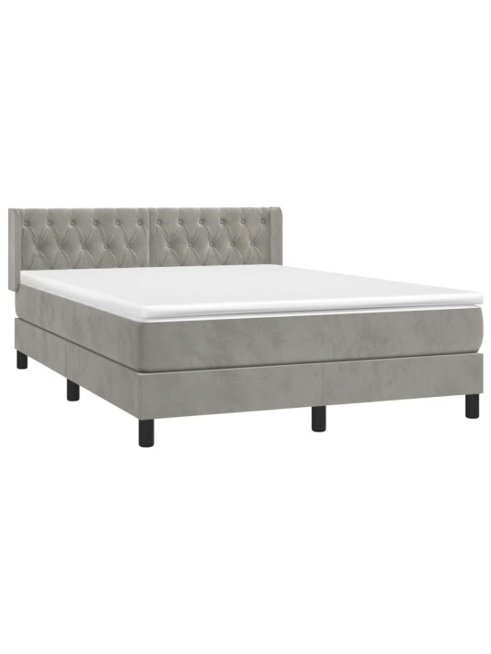 Box spring postel s matrací světle šedá 140x200 cm samet