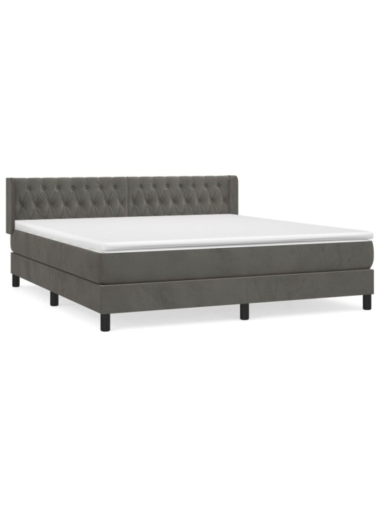 Box spring postel s matrací tmavě šedá 160x200 cm samet
