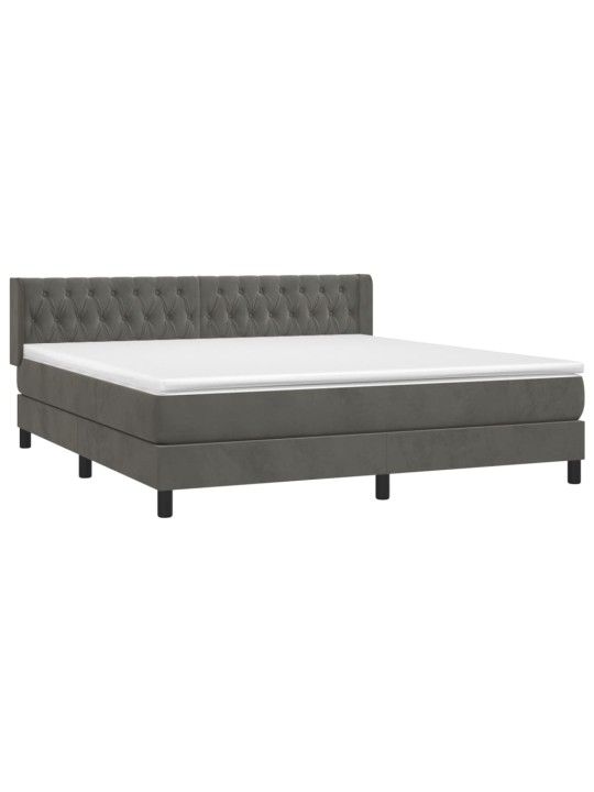 Box spring postel s matrací tmavě šedá 160x200 cm samet