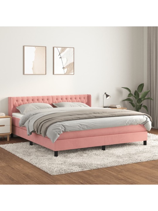 Box spring postel s matrací růžová 160x200 cm samet