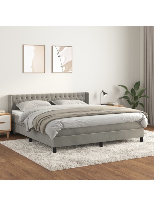 Box spring postel s matrací světle šedá 180x200 cm samet