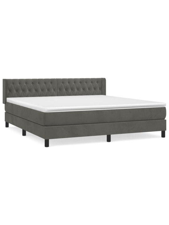 Box spring postel s matrací tmavě šedá 180x200 cm samet