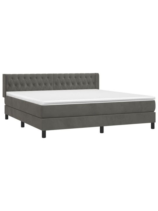 Box spring postel s matrací tmavě šedá 180x200 cm samet