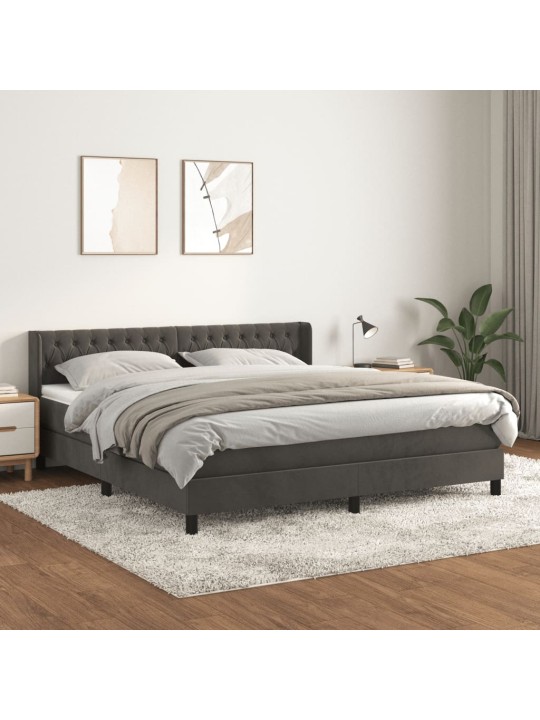 Box spring postel s matrací tmavě šedá 180x200 cm samet