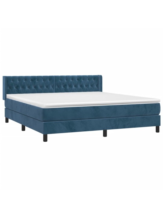 Box spring postel s matrací tmavě modrá 180x200 cm samet