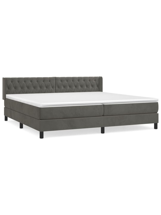Box spring postel s matrací tmavě šedá 200x200 cm samet