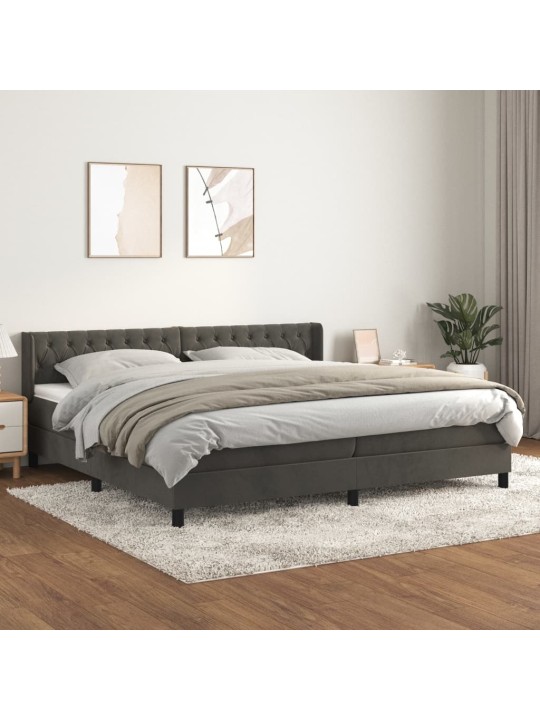 Box spring postel s matrací tmavě šedá 200x200 cm samet