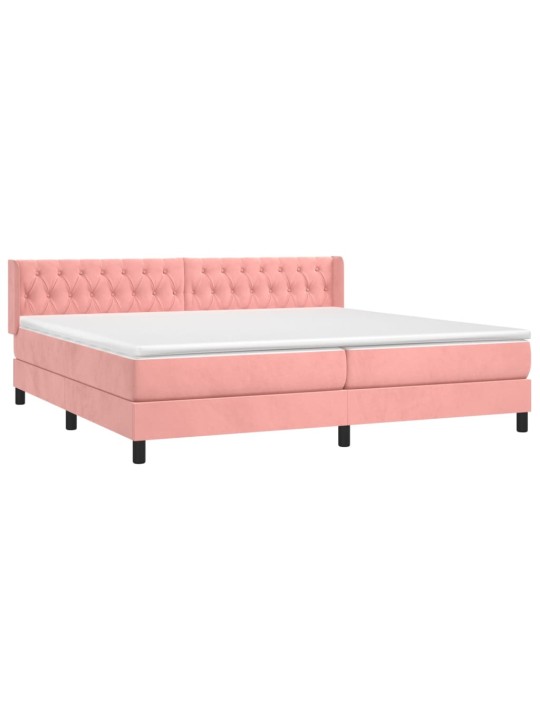 Box spring postel s matrací růžová 200x200 cm samet