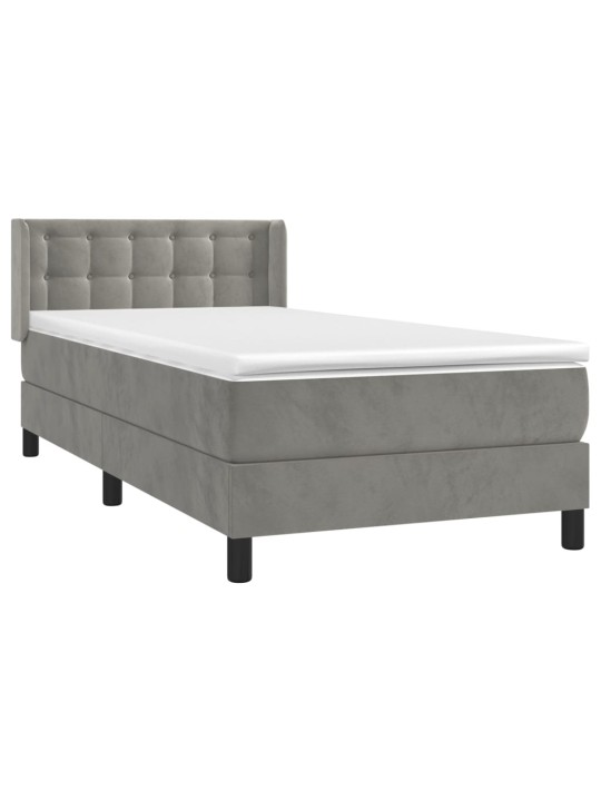 Box spring postel s matrací světle šedá 80 x 200 cm samet