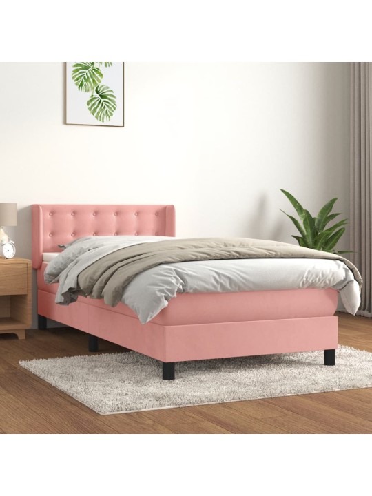 Box spring postel s matrací růžová 80 x 200 cm samet
