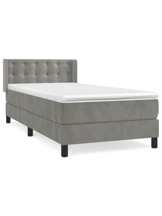 Box spring postel s matrací světle šedá 90x190 cm samet
