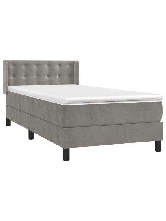 Box spring postel s matrací světle šedá 90x190 cm samet