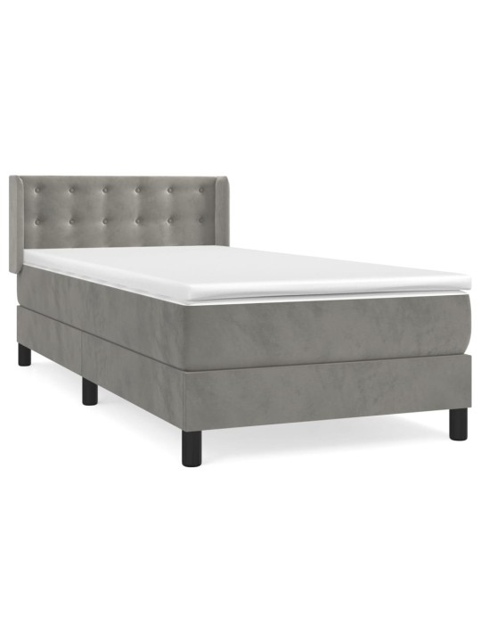 Box spring postel s matrací světle šedá 90x200 cm samet