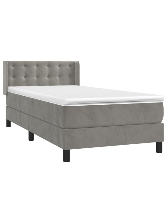 Box spring postel s matrací světle šedá 90x200 cm samet