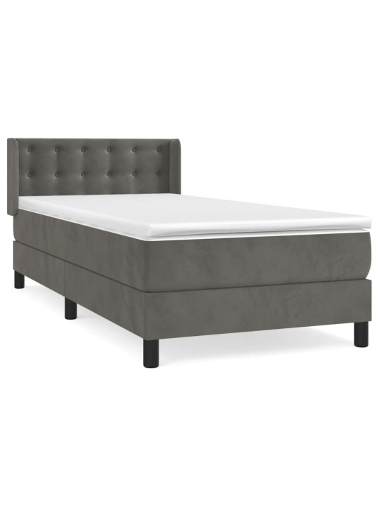 Box spring postel s matrací tmavě šedá 90x200 cm samet
