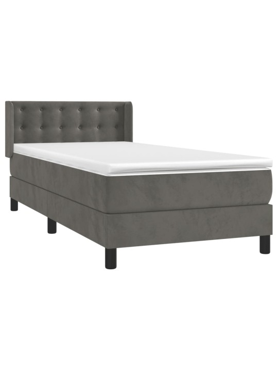 Box spring postel s matrací tmavě šedá 90x200 cm samet