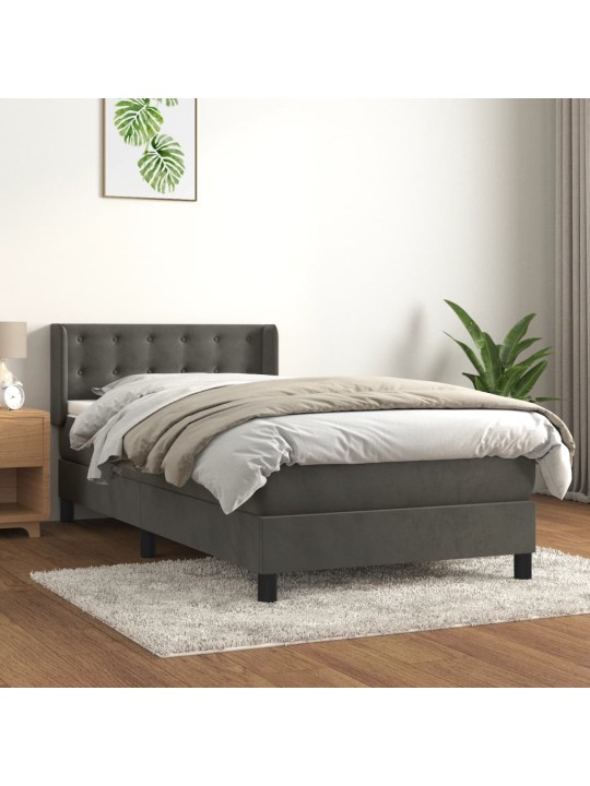Box spring postel s matrací tmavě šedá 90x200 cm samet