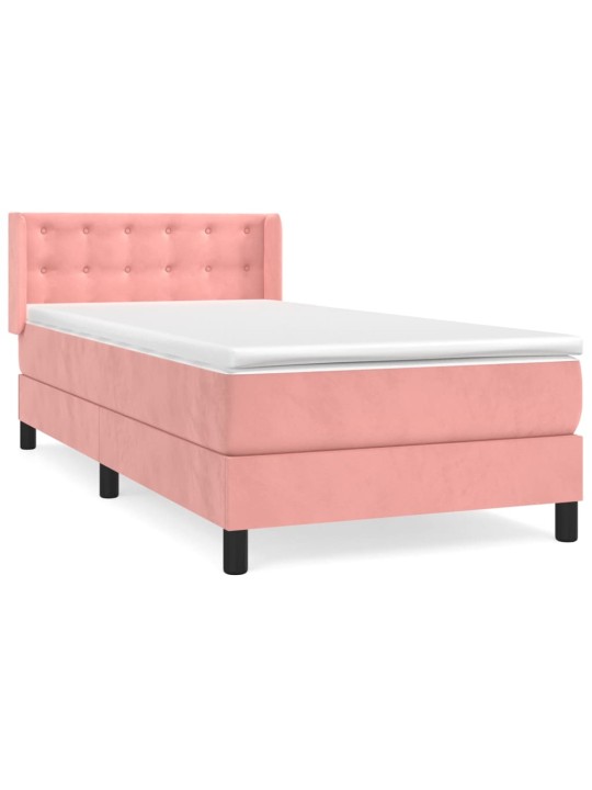 Box spring postel s matrací růžová 90x200 cm samet