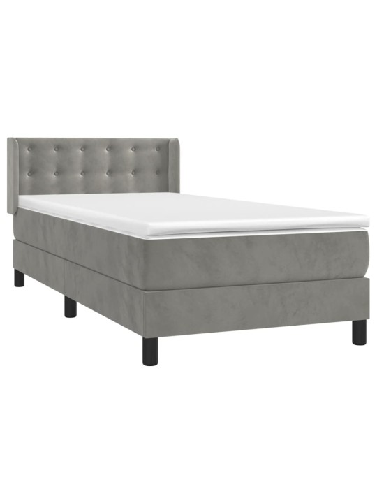 Box spring postel s matrací světle šedá 100x200 cm samet