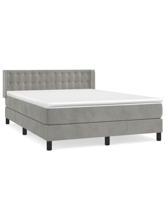 Box spring postel s matrací světle šedá 140x190 cm samet