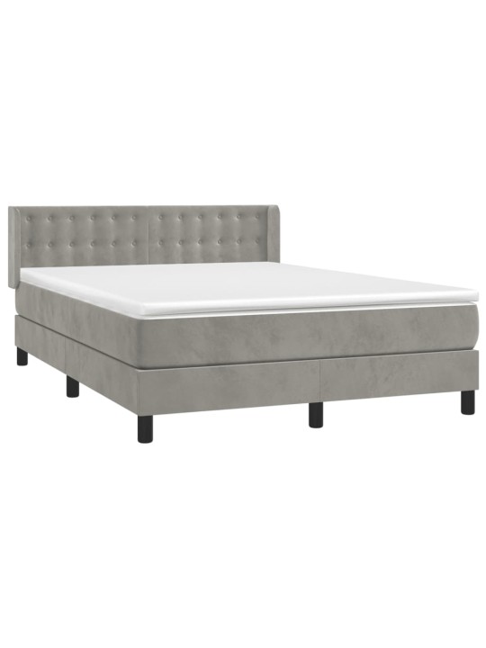Box spring postel s matrací světle šedá 140x190 cm samet