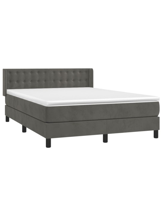 Box spring postel s matrací tmavě šedý 140 x 190 cm samet