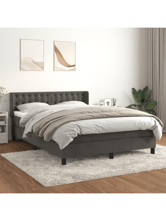 Box spring postel s matrací tmavě šedý 140 x 190 cm samet