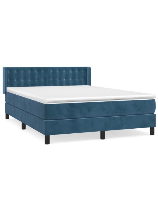 Box spring postel s matrací tmavě modrá 140x190 cm samet