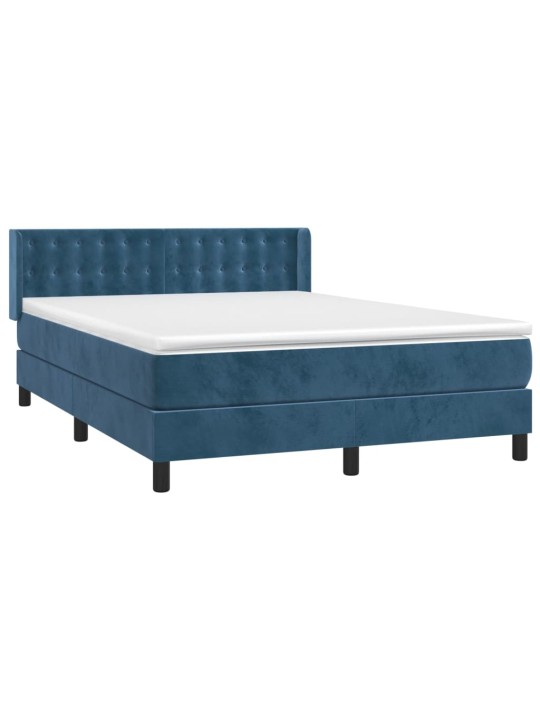 Box spring postel s matrací tmavě modrá 140x190 cm samet