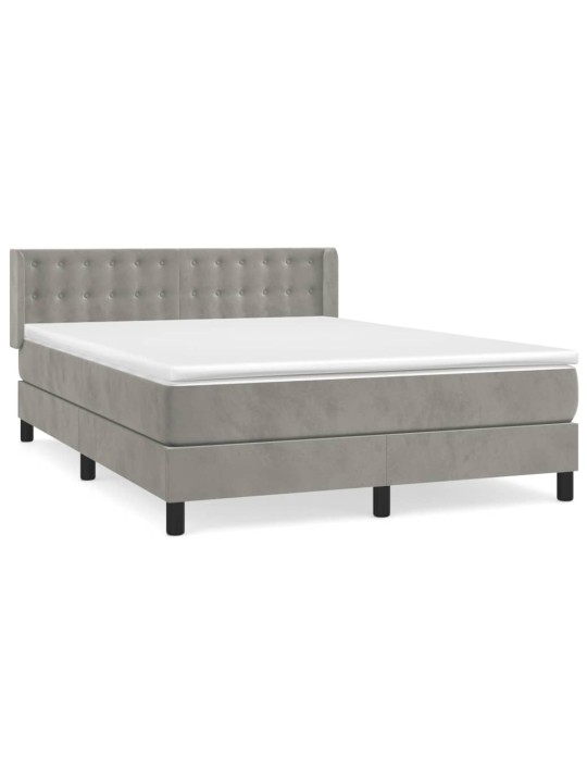 Box spring postel s matrací světle šedá 140x200 cm samet