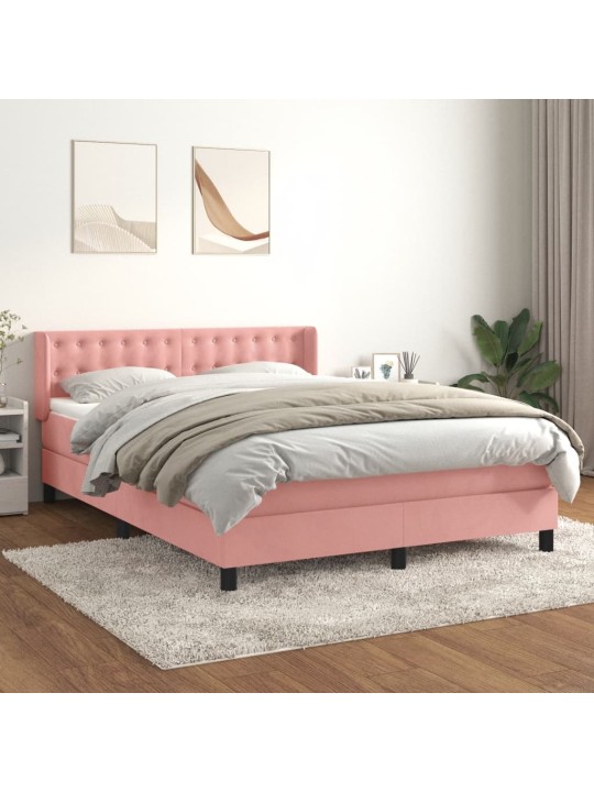 Box spring postel s matrací růžová 140x200 cm samet