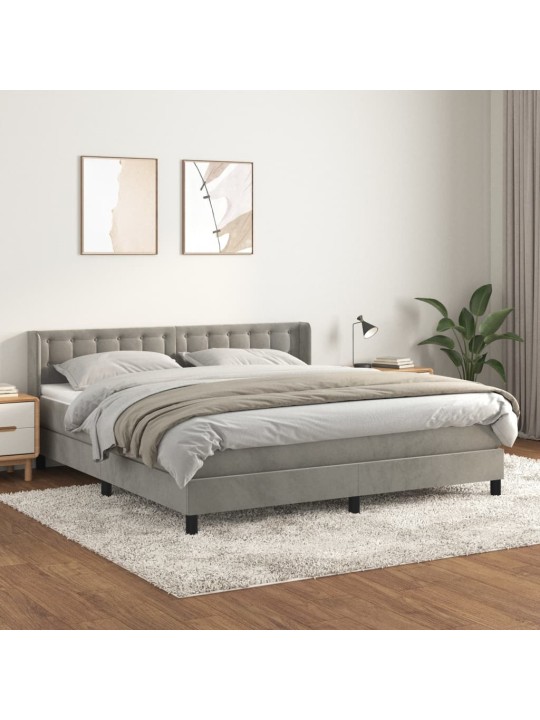Box spring postel s matrací světle šedá 160x200 cm samet