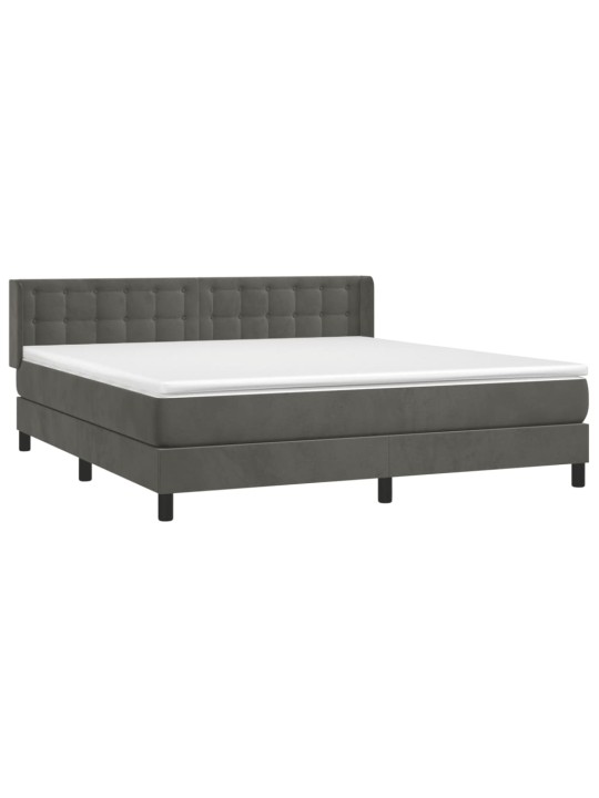 Box spring postel s matrací tmavě šedá 160x200 cm samet