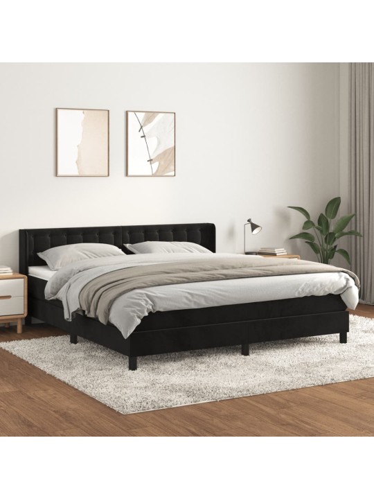 Box spring postel s matrací černá 160x200 cm samet