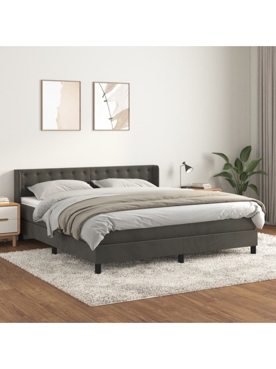 Box spring postel s matrací tmavě šedá 180x200 cm samet