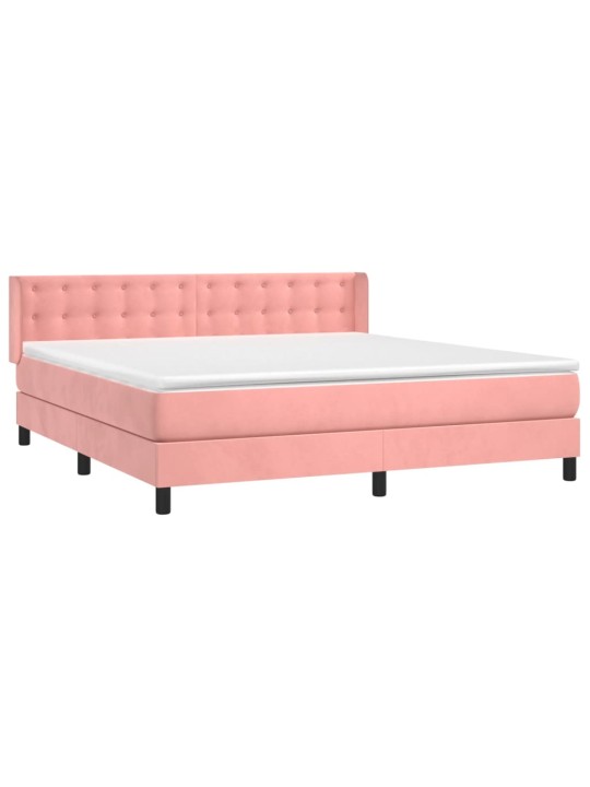Box spring postel s matrací růžová 180x200 cm samet