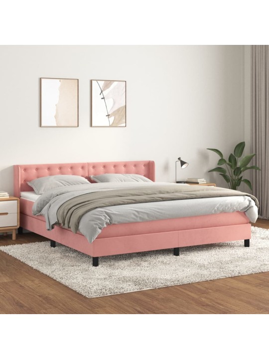 Box spring postel s matrací růžová 180x200 cm samet