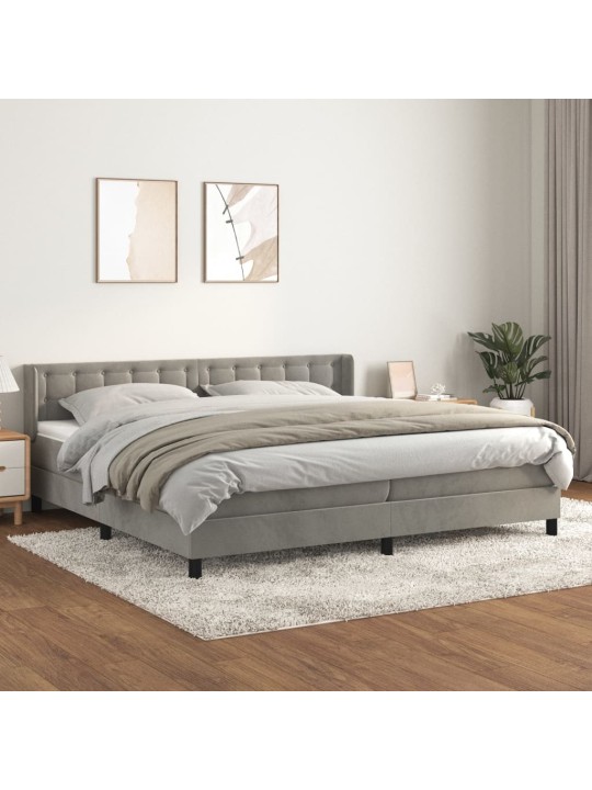 Box spring postel s matrací světle šedá 200x200 cm samet