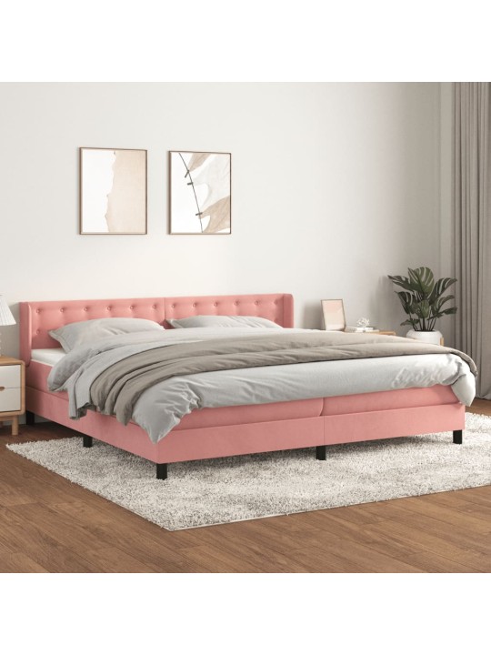 Box spring postel s matrací růžová 200x200 cm samet