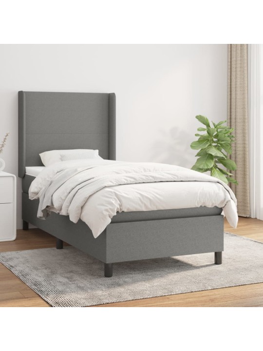 Box spring postel s matrací tmavě šedá 90x190 cm textil
