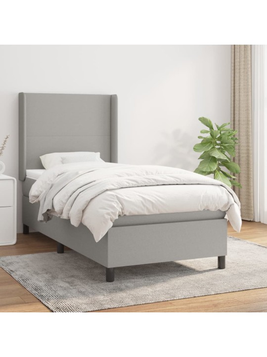 Box spring postel s matrací světle šedá 90x200 cm textil