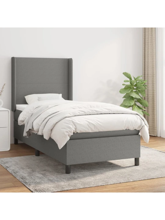 Box spring postel s matrací tmavě šedá 90x200 cm textil