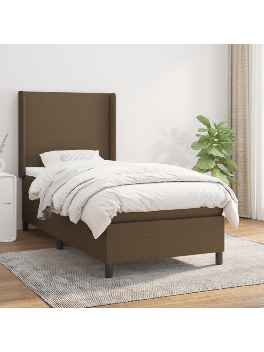 Box spring postel s matrací tmavě hnědá 90x200 cm textil