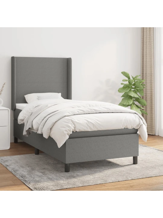 Box spring postel s matrací tmavě šedá 100 x 200 cm textil