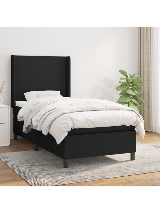 Box spring postel s matrací černá 100 x 200 cm textil