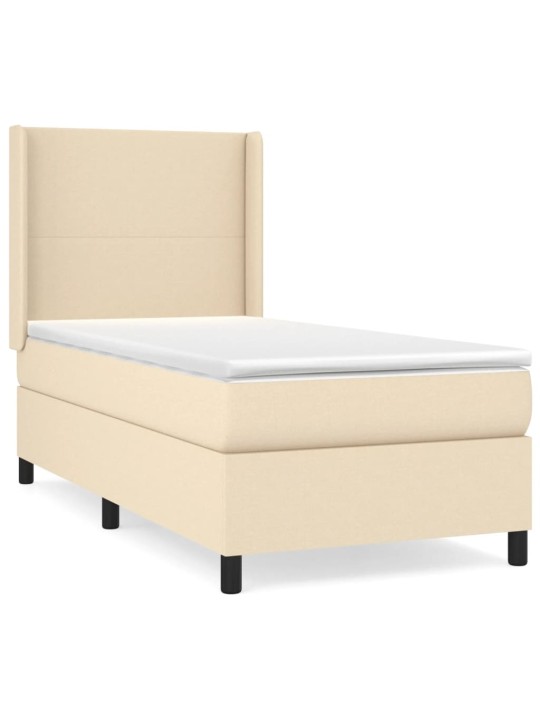Box spring postel s matrací krémová 100 x 200 cm textil