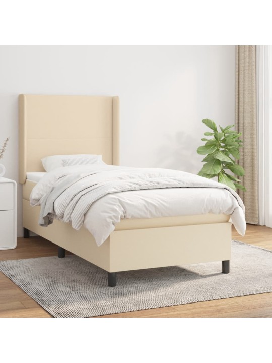 Box spring postel s matrací krémová 100 x 200 cm textil
