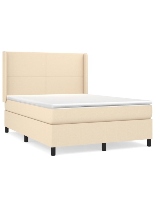 Box spring postel s matrací krémová 140x190 cm textil