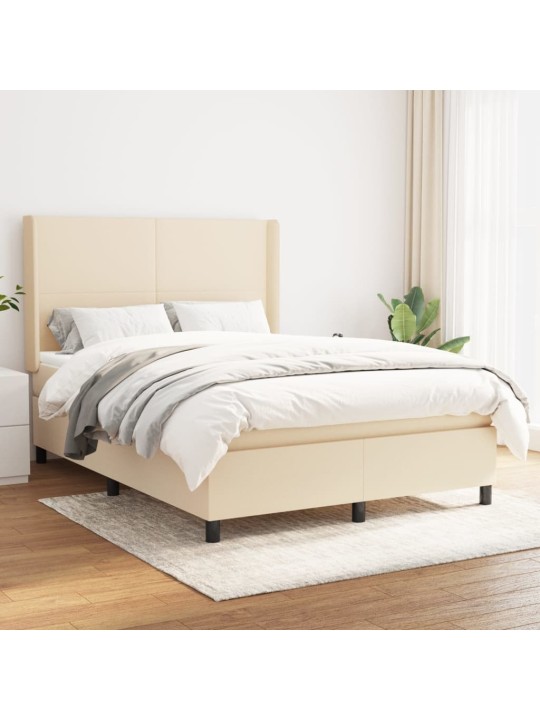 Box spring postel s matrací krémová 140x190 cm textil