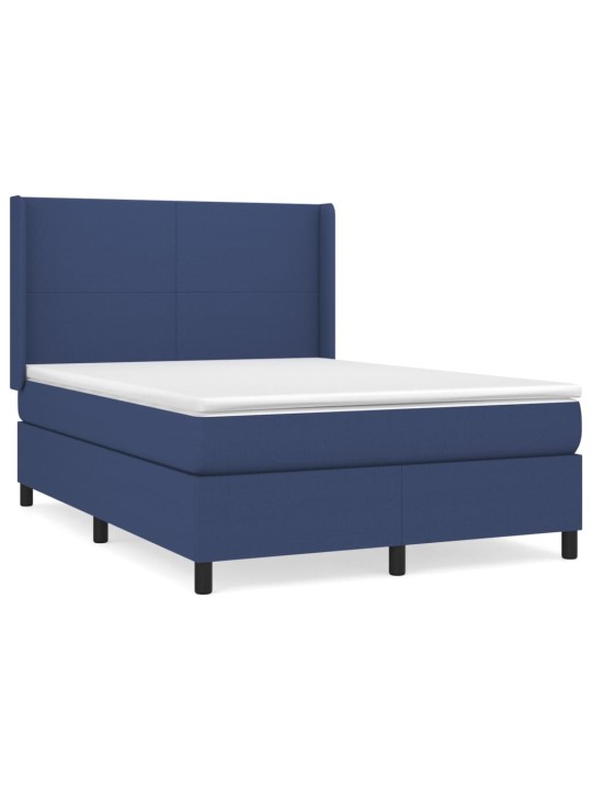 Box spring postel s matrací modrá 140x190 cm textil